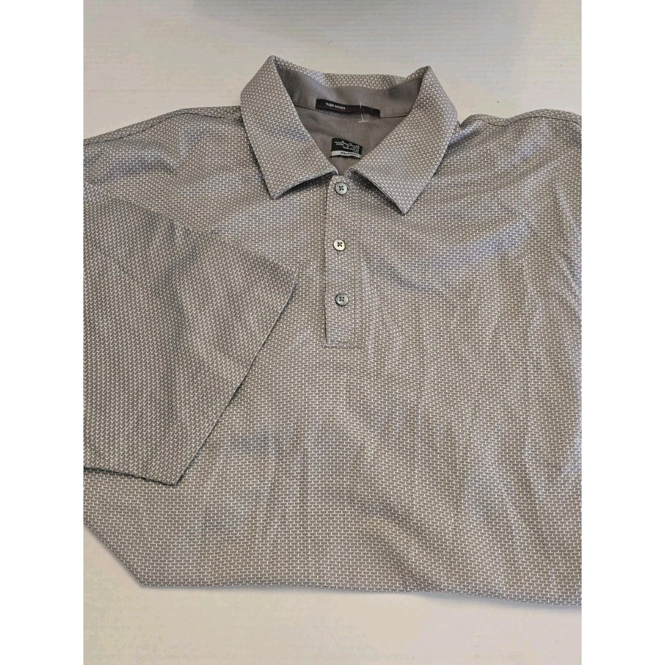 Nike Golf Polo Shirt Mens Xl Tiger Woods Gray Striped DriFit Nike Polo